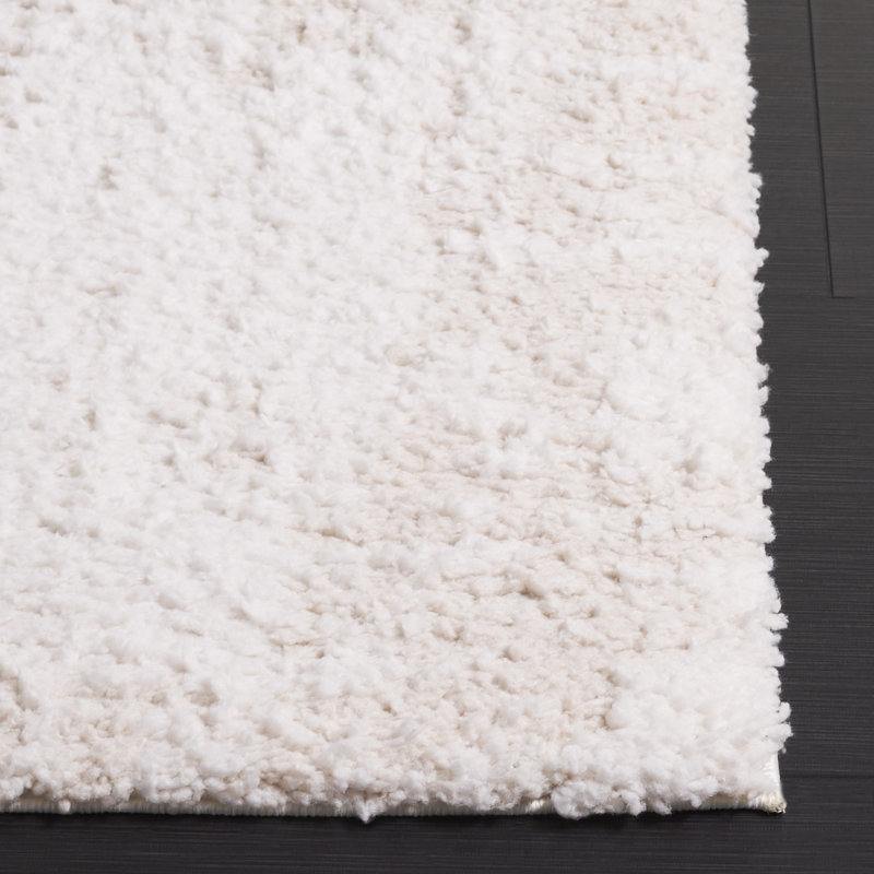 Ivory and Light Beige Rectangular Shag Area Rug