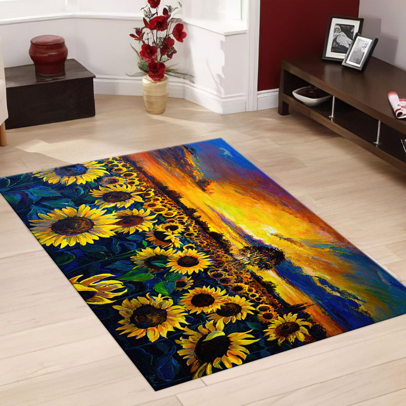 Non-Woven Soft Type Printed Rug with Elegant Floral Design Perfect for Home Decoration, Rectangle 1'8" x 2'4"