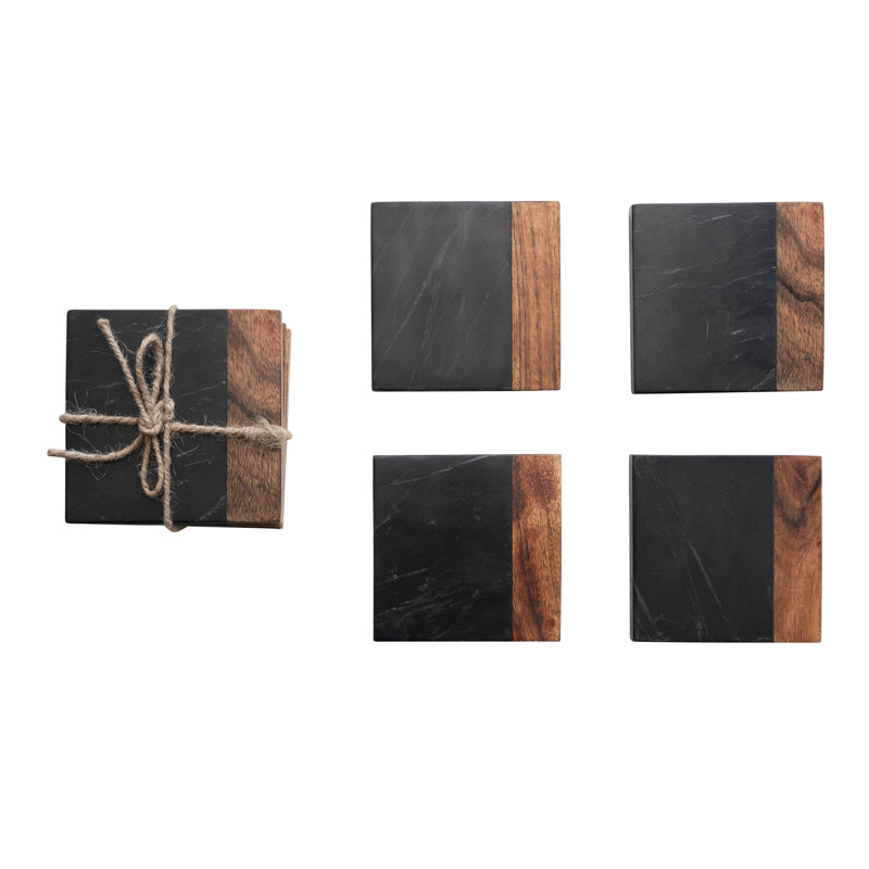 Sous-verres en marbre et bois d'acacia 2 tons