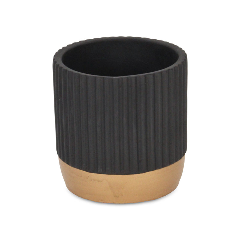 Savel Handmade Ceramic Pot Planter, Black, 5.5" x 5.25" x 5.25"