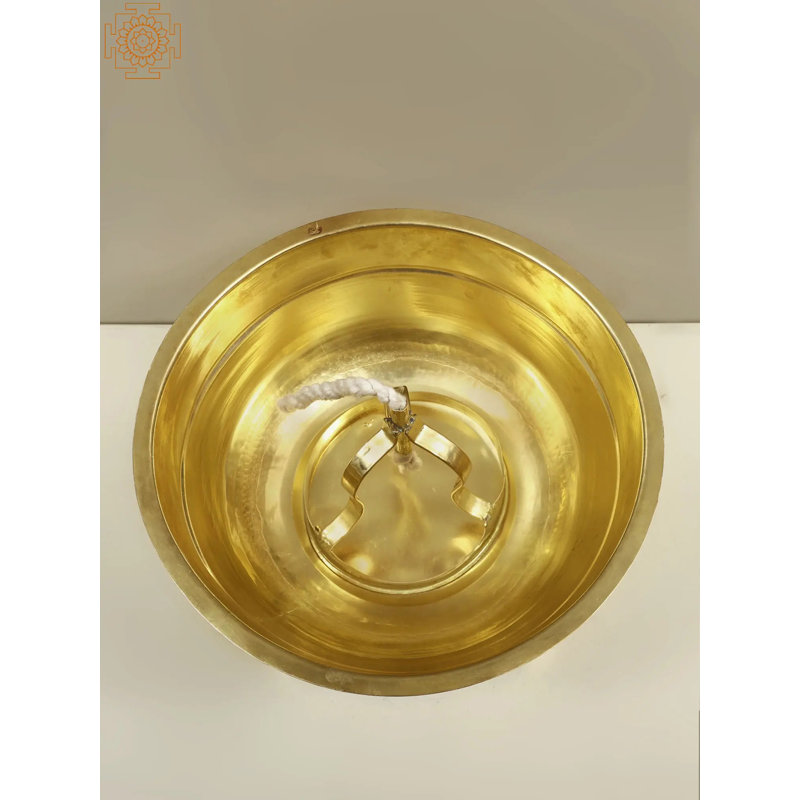 Lampe à huile à combustion longue faite à la main avec couvercle en verre 13 pouces Akhand Jyoti Diya en laiton pour puja, méditation et décor de temple