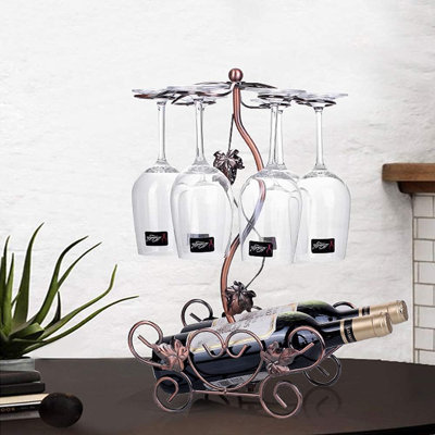 Tabletop Wine Rack With Glass Shelf
