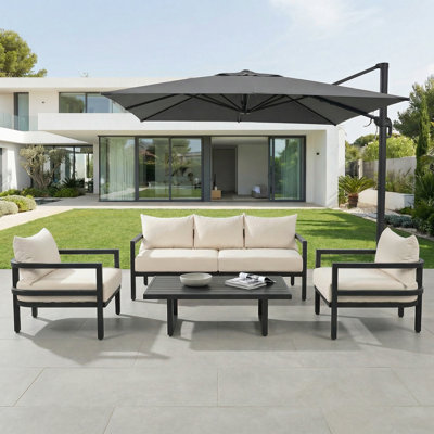 Ensemble de conversation pour canapé de patio en acier antirouille avec table basse, sièges d'extérieur imperméables avec coussins résistants aux rayons UV