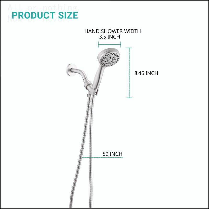 5 Mode Adjustable Settings Handheld Shower Head with Hose High Pressure Shower Heads, Brushed Nickel