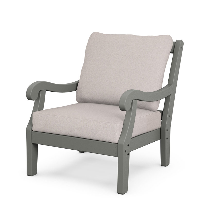 POLYWOOD x Birch Lane Verlyn 4-Piece Deep Seating Set with Sofa, Dune Burlap Cushion/Slate Gray Frame