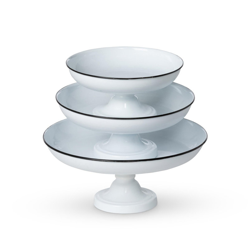 Park Hill Collection Enamelware Pedestal Servers, Set Of 3