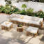 Ensemble de mobilier de jardin modulaire 7 pièces en rotin PE résistant aux intempéries, avec coussins épais et oreillers, canapé d'angle modulaire et table basse ronde pour jardin, terrasse ou balcon, beige