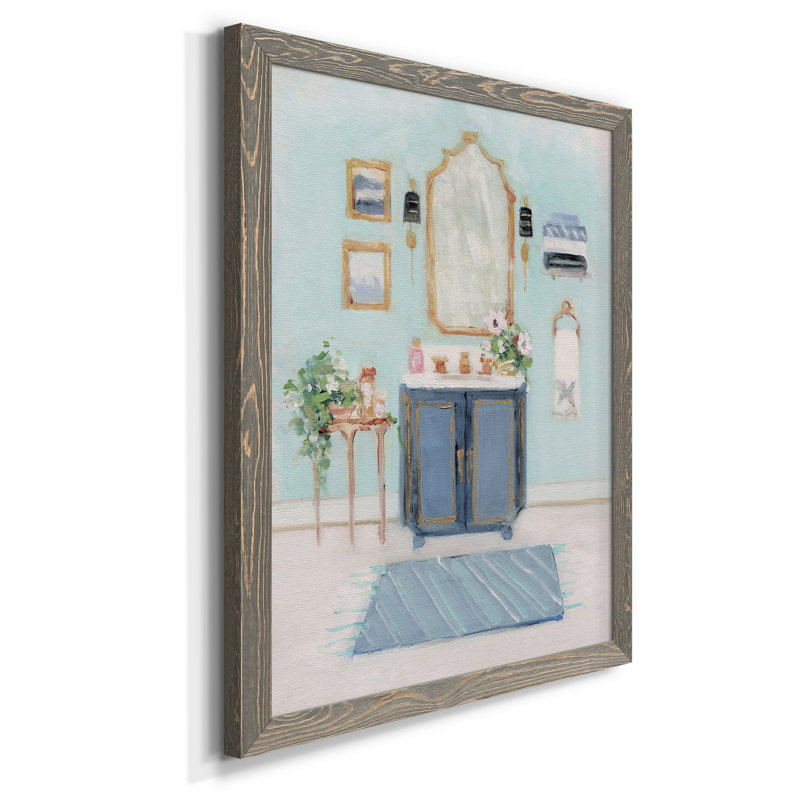 «Blue Bath II», peinture sur toile encadrée, H 44 po x l 31 po x P 1 po, Gris