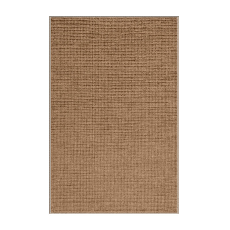 Machine Washable Solid Brown Area Rug, Rectangle 6' x 9'