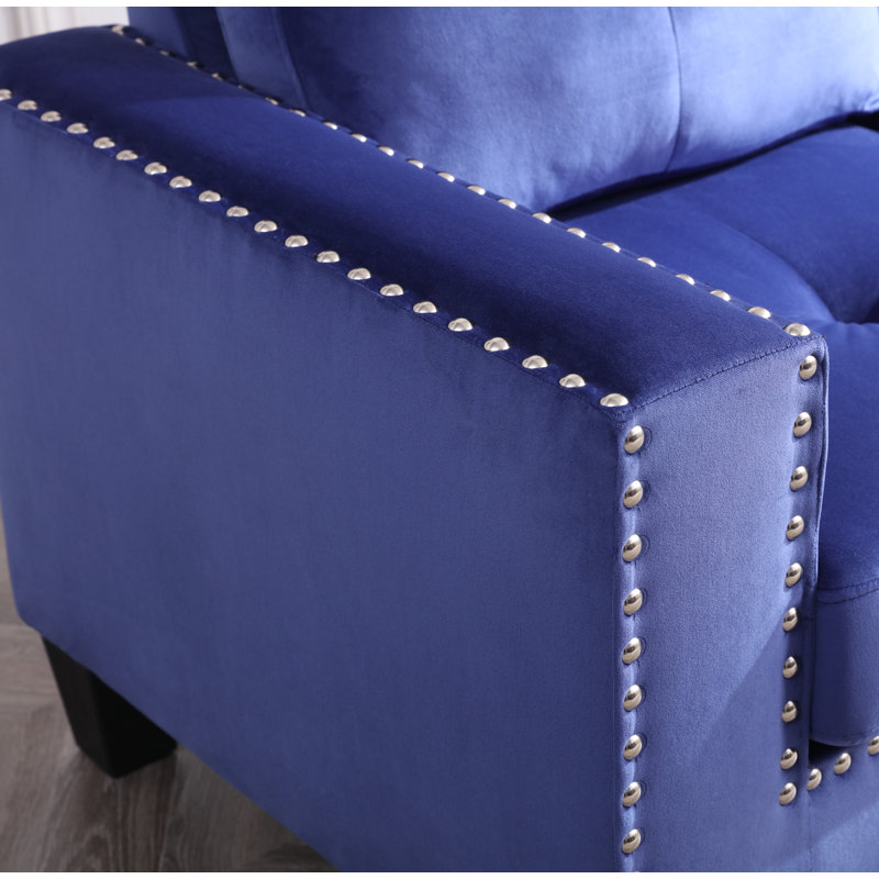 Caceres Velvet Armchair, Navy Blue