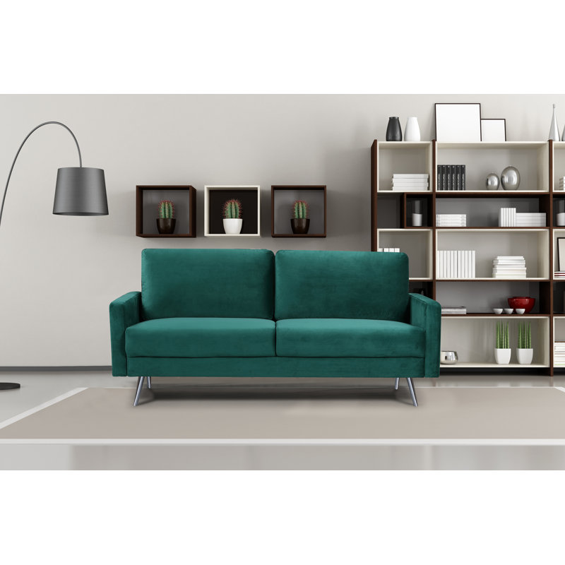 Barstow 74.02" Square Arm Sofa, Green