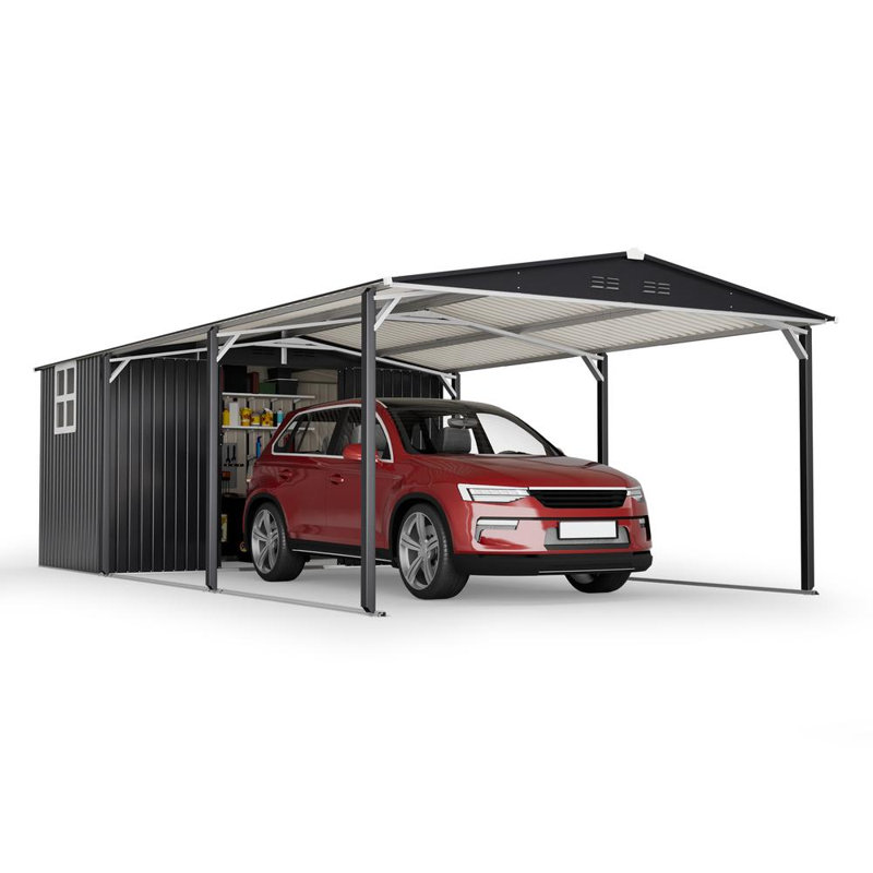 Abri de voiture avec porte coulissante