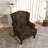 Duward Cranberry Linen Upholstered Wingback Accent Chair with Rolled Arm and Solid Wood Leg-1435105084