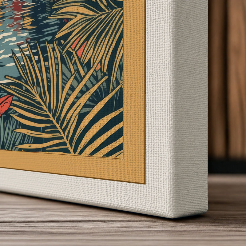 Venetian Paradise Tropical - Wrapped Canvas, 30x20 - 76.2 x 50.8 cm, Cream Border