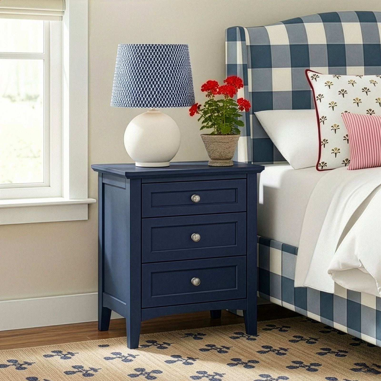 Renee Mahogany Nightstand, Blueberry