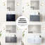24 po L x P 22 po. Meuble-lavabo simple gris foncé, comptoir en quartz blanc, robinet et 18 miroirs