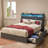 41.3'' Wings Headboard Bed Frame with 4 Under-bed Portable Storage Drawers and LED Light-1417703133-1417703131