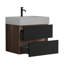 Meuble-lavabo 24 po avec lavabo à quartz d'ingénierie et tiroirs noirs doux, meuble-lavabo mural flottant pour salle de bain moderne, lavabo une pièce, KD