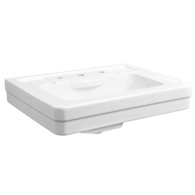 Fitzgerald White Fireclay Rectangular Pedestal Bathroom Sink with Overflow