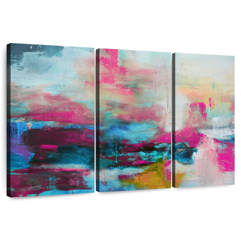 Avery Abstract Pink Aqua, 20" H x 33" W