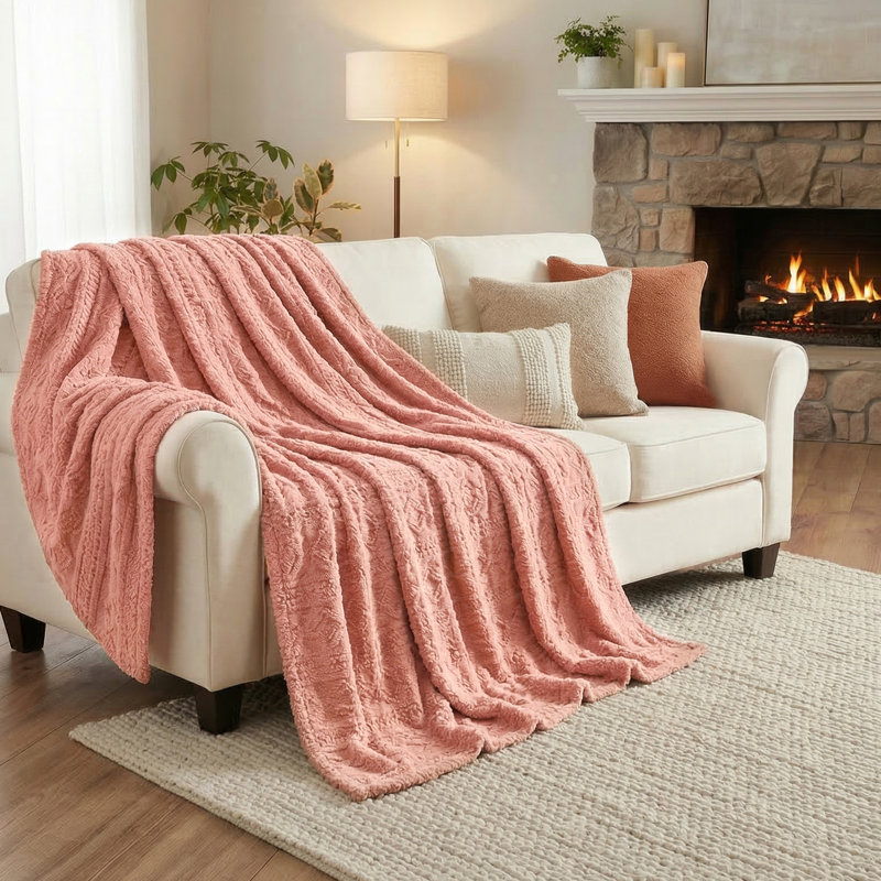 Literie moelleuse Boho, Double/Grand, Rosé