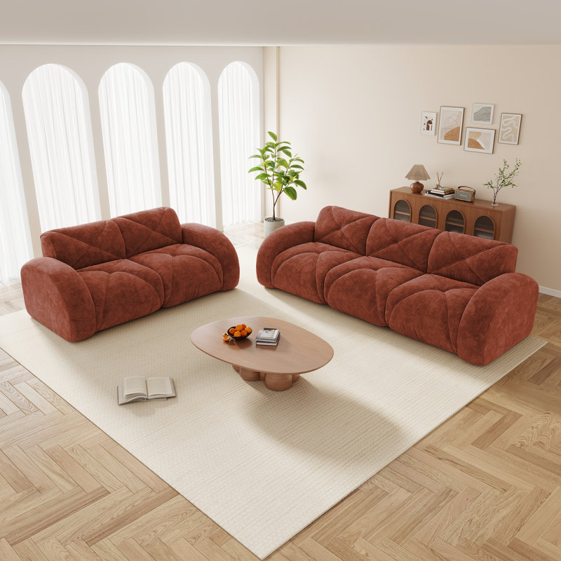 Luxueux canapés en velours, ensemble moderne 2 + 3 places, parfait pour le salon