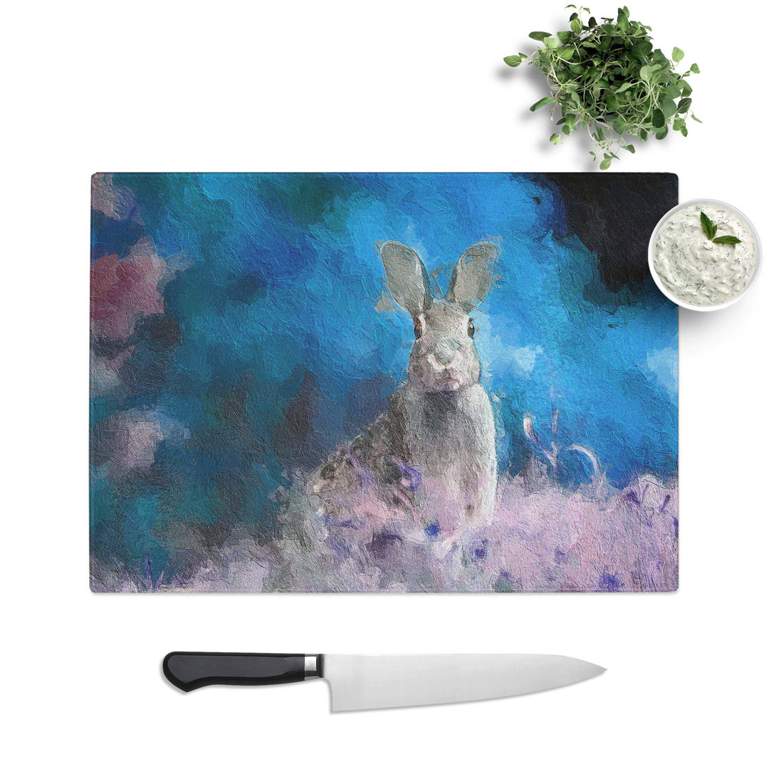 Tempered Glass Curious Hare Chopping Board