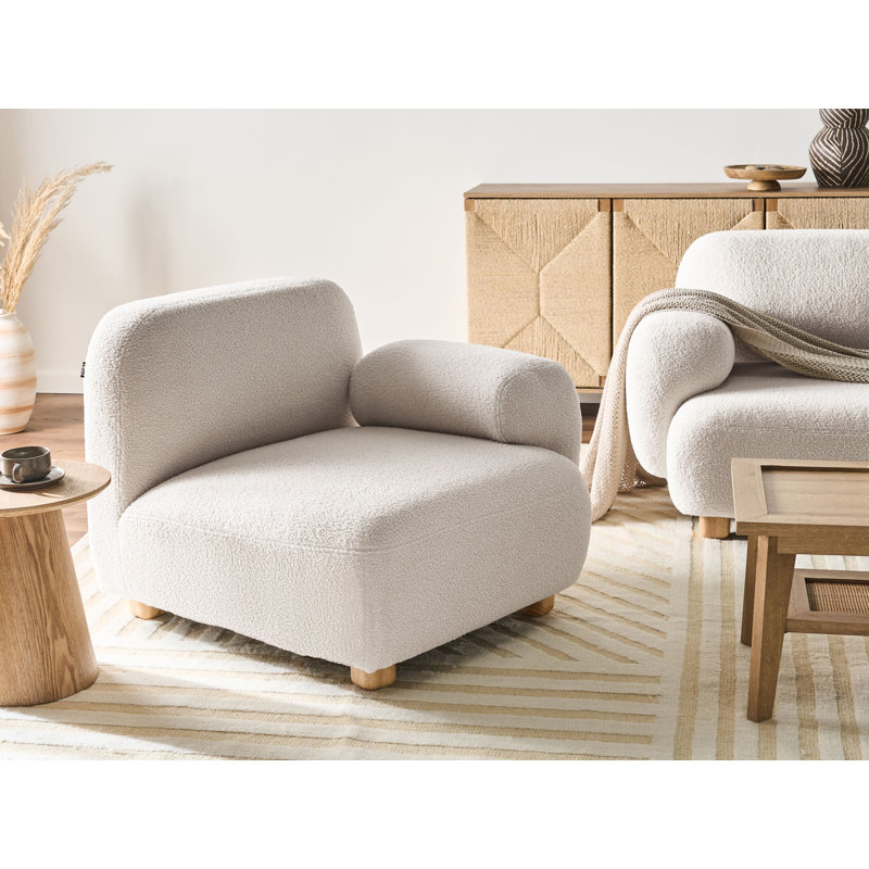 Taria 1 Seater Sectional, Left Hand Facing, White Fabric