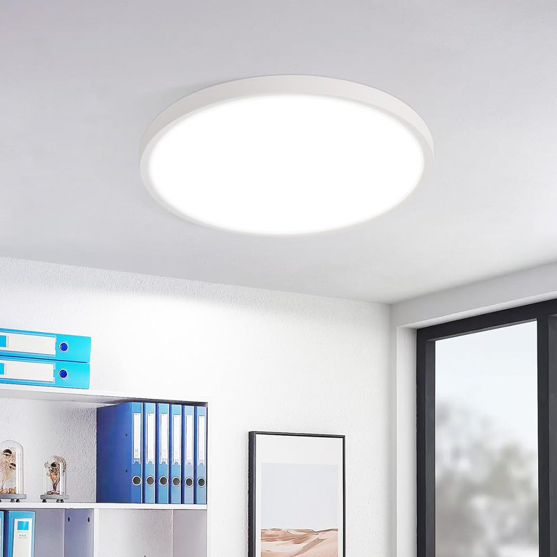LED Semi Flush Mount, White, 6500 Kelvins