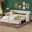 Lit de jour convertible simple 85 "à très grand 85" avec 2 tiroirs - Canapé-lit capitonné à boutons - Lin beige-1868986693