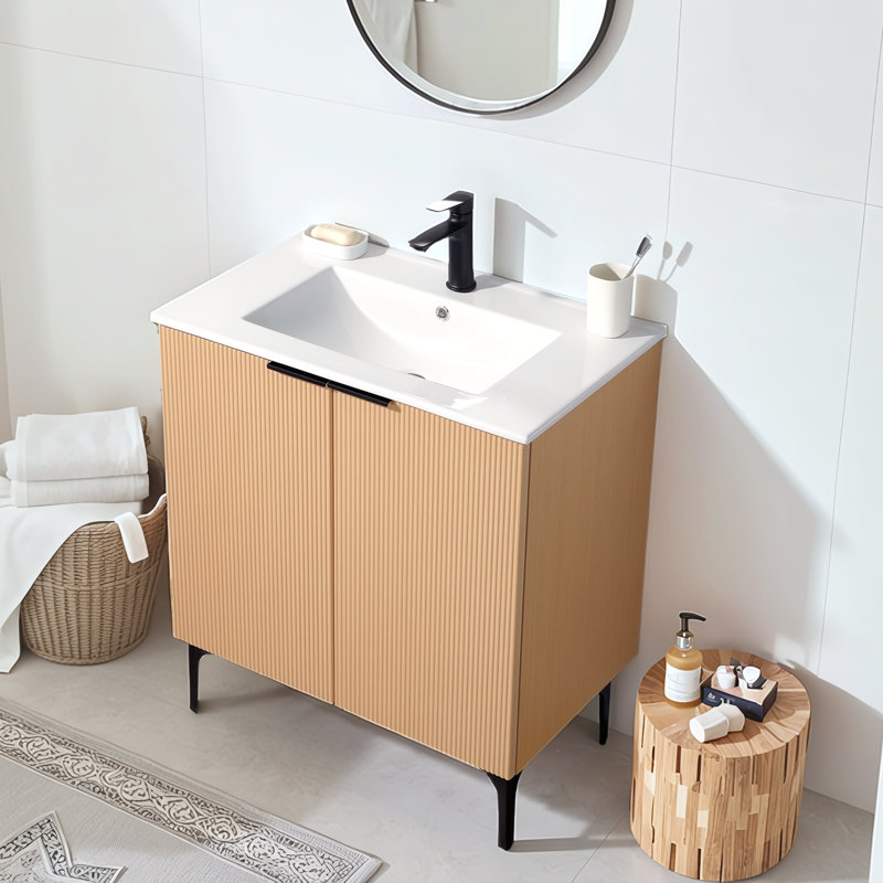 Meuble-lavabo simple autoportant 30 po avec plateau en céramique