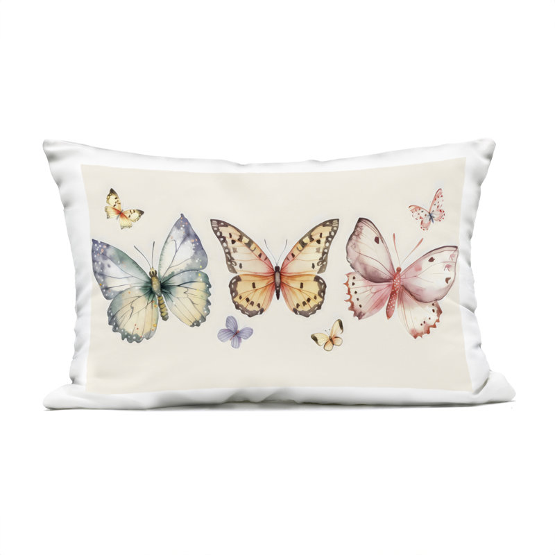 Coussin extérieur Graceful Butterfly Trio, imprimé par Creative Studio, 14 x 7 x 20