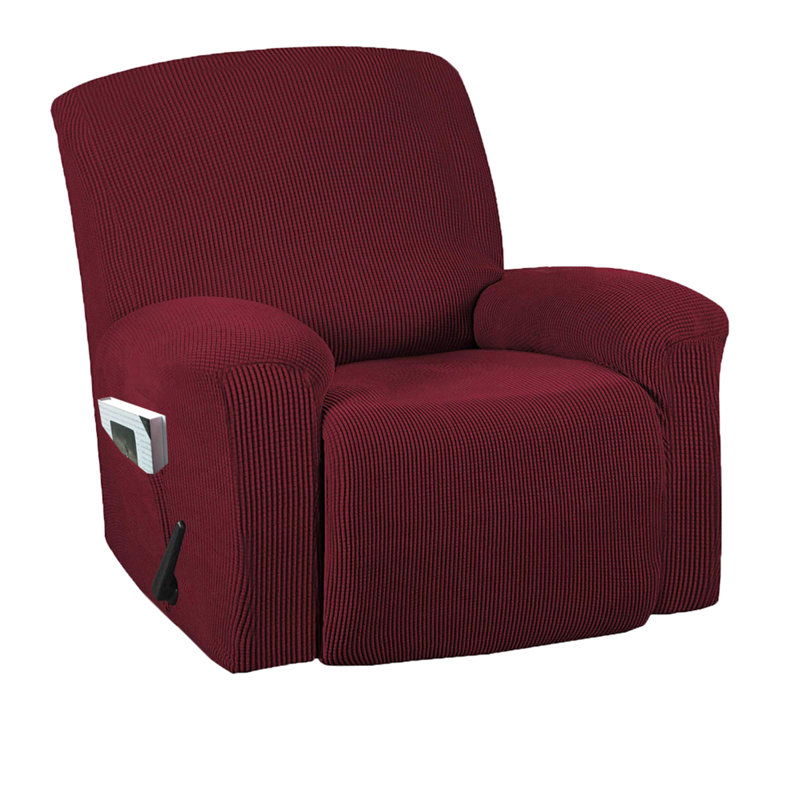 Polyester Blend Box Cushion Wingback Slipcover, Wine Red