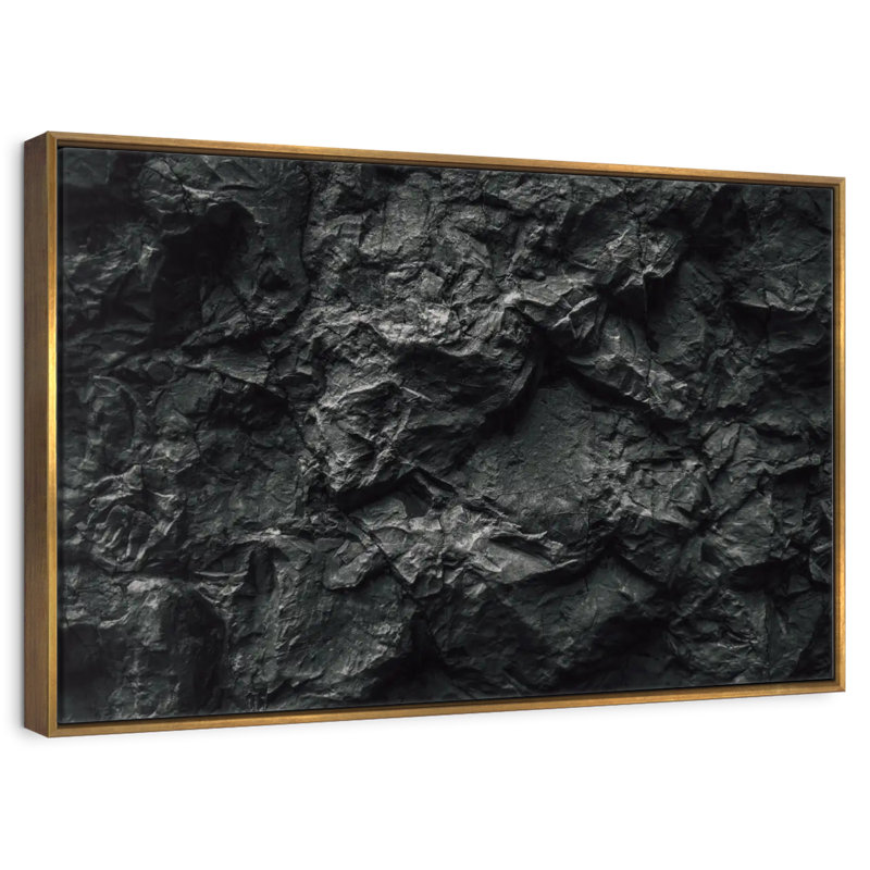 Pierre noire, 46 po x 31 po, Cadre flottant doré
