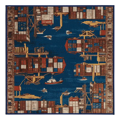 Machine Washable Transportation Gray Area Rug