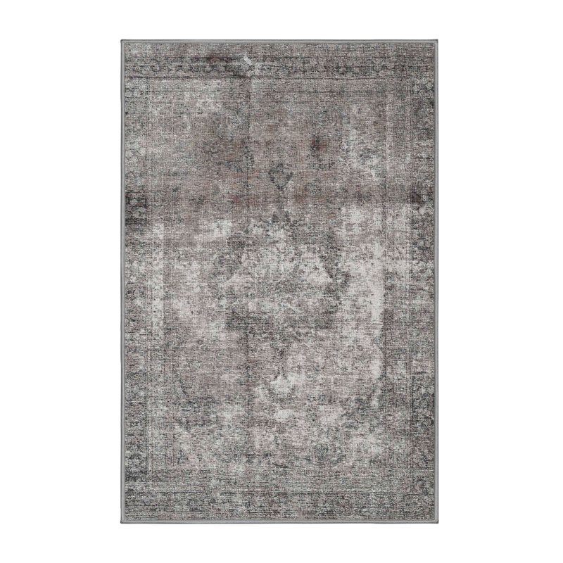 Tapis oriental multicolore tissé à la machine Aizlyn, Rectangle 4 pi x 6 pi