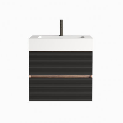 Meuble-lavabo 24 po avec lavabo à quartz et tiroirs noirs doux