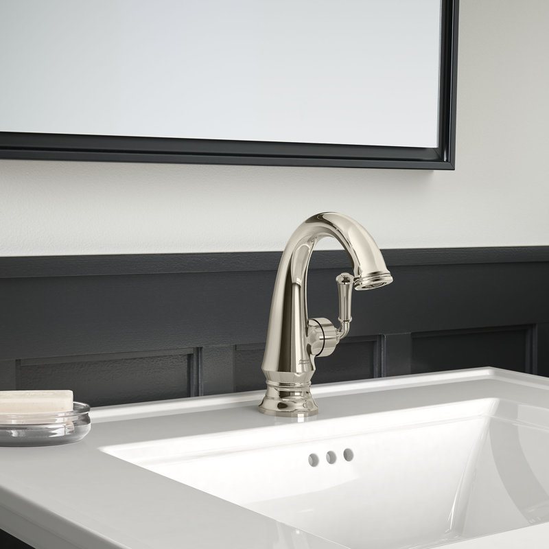 Robinet pour salle de bain à un trou avec drain Delancey, Nickel poli, Sans indicateur chaud / froid