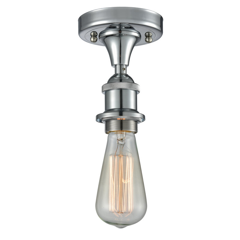 Plafonnier semi-encastré géométrique 4,5 po 1 lumières Smathering, Chrome poli, Ampoule DEL rétro de 3,5 watts