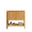 Meuble-lavabo SHARMA 30'' avec 2 portes et étagère ouverte, dessus en pierre frittée de Carrare, sans lavabo, robinet ni bonde.