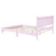 Cadre de lit plateforme en bois rose grand format - Design rétro avec tête de lit rectangulaire, sommier tapissier, pour 600 lb, tablette de rangement supplémentaire