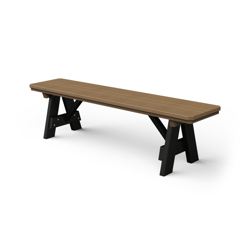 Banc de jardin en plastique, Bois patiné / noir