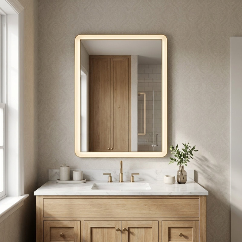 Miroir rectangulaire Chopin, H 48 po x l 36 po x P 1,5 po, Bronze brillant