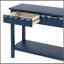 Table d'entrée 58,3 po en placage de sapin avec façades en nid d'abeille, console moderne et élégante avec 3 tiroirs et pieds en sapin massif, convient au salon, au vestibule, au couloir, au bureau, au vestibule-695239768-695239771