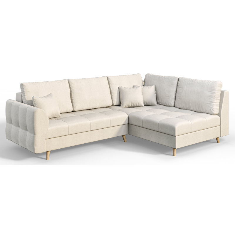 Scandinavian Corner Sofa, Ecru, Right Hand Facing