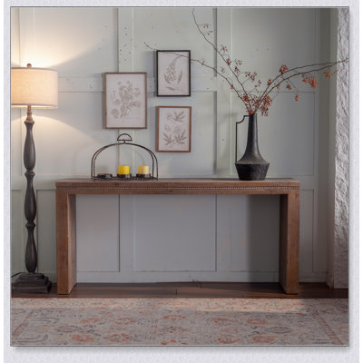 Solid Wood Console Table For Living Room, Long Narrow Sofa Table With Retro Design For Hallway And Foyer