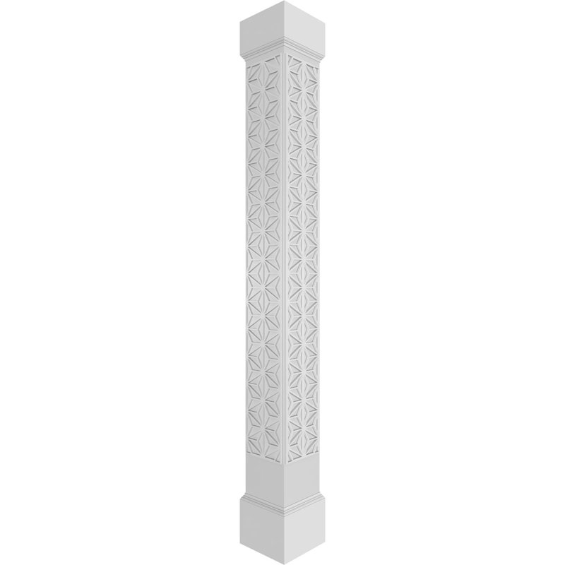 Craftsman Classic Square Non-Tapered Hampton Fretwork Column, 120" H x 11.625" W x 11.625" D