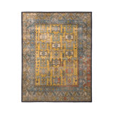 Distressed Homage Hand Knotted Wool Geometric Area Rug