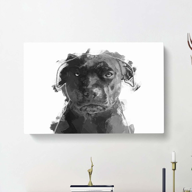 Staffordshire Bull Terrier Dog In Abstract - Wrapped Canvas Print, 40cm H x 60cm W x 3cm D