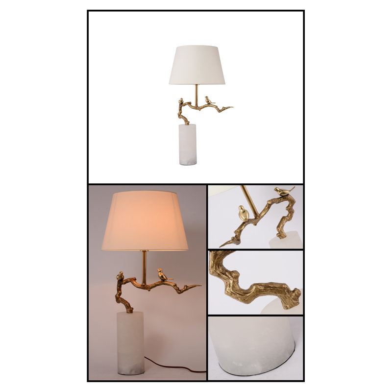 Pisidia 32.28" Antique Brass/White Table Lamp